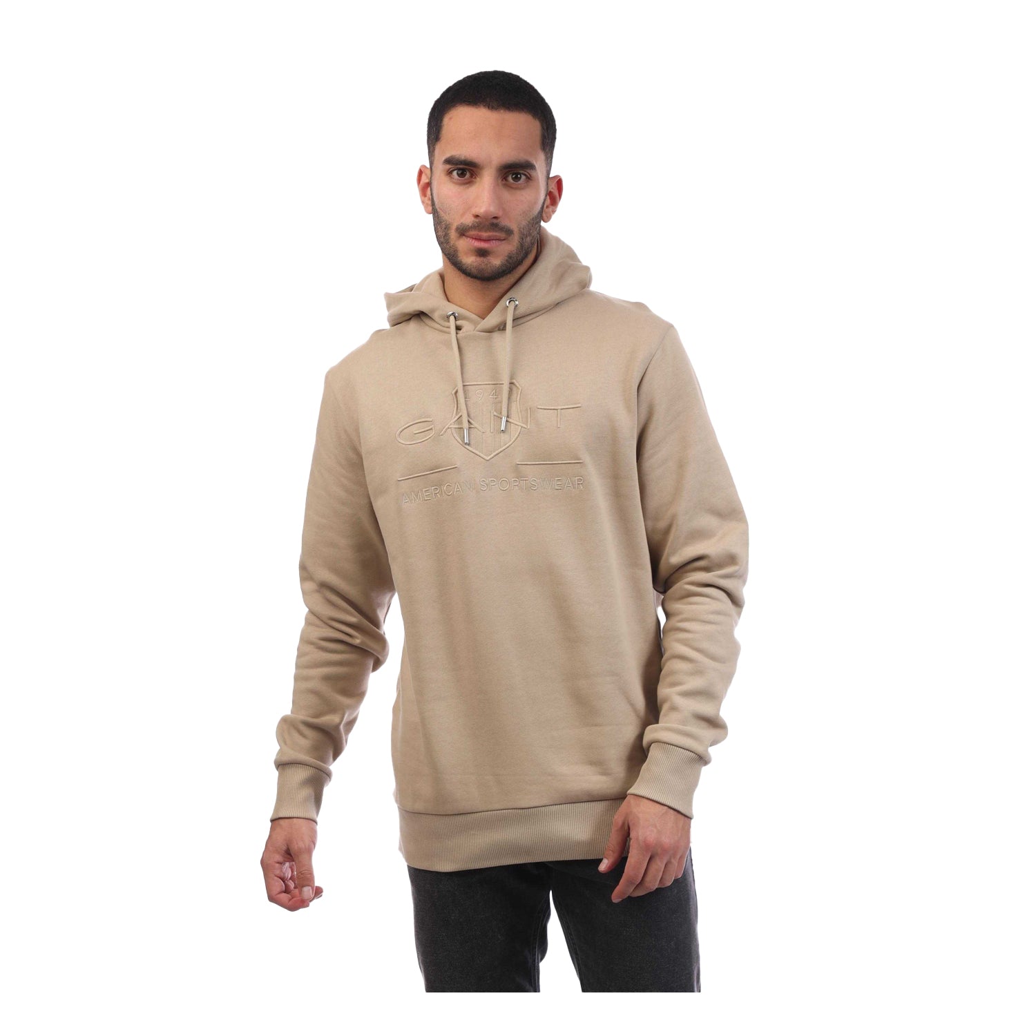 Beige - Front - Gant Mens Archive Shield Tonal Hoodie