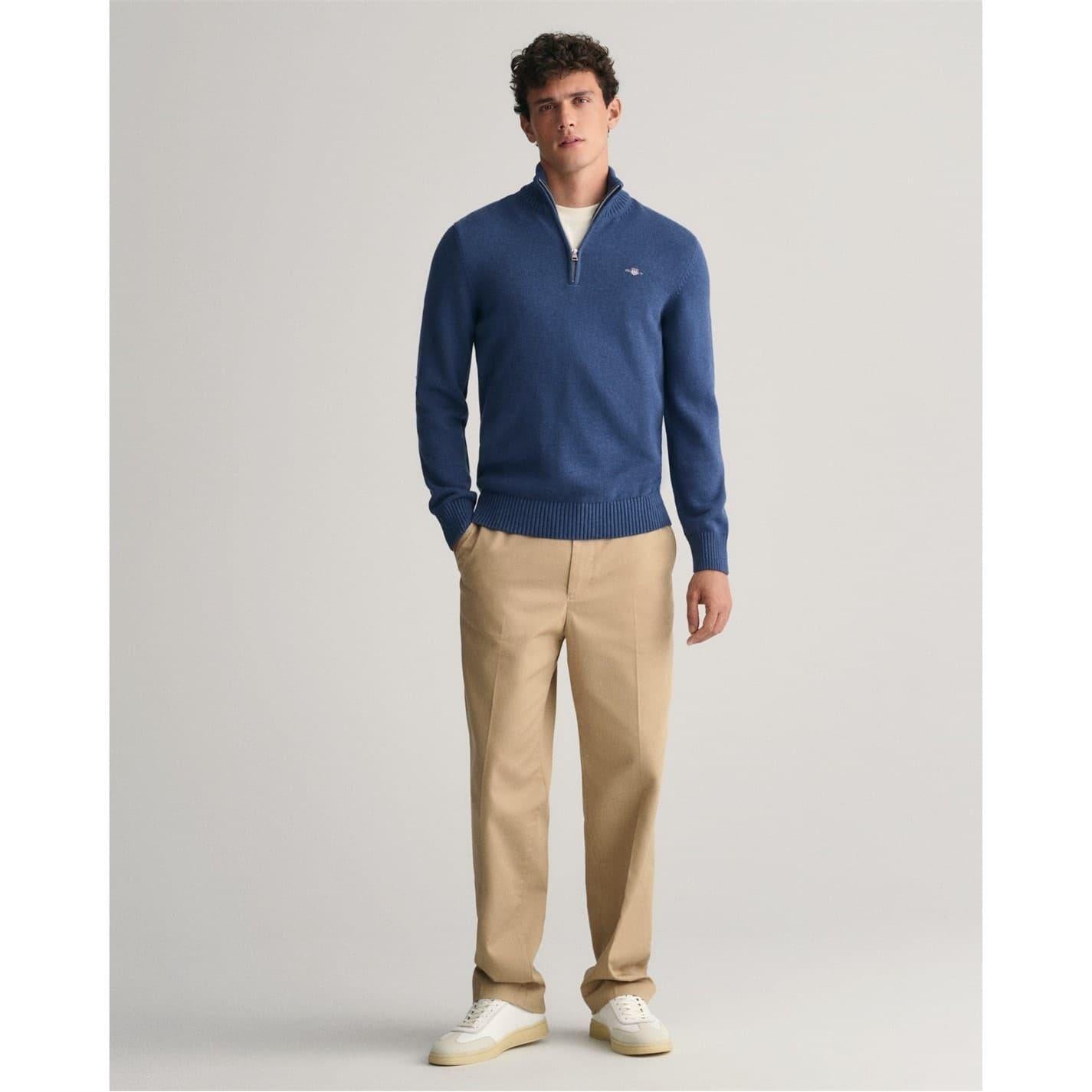 Marine - Lifestyle - Gant Mens Micro Textured Half Zip Sweatshirt
