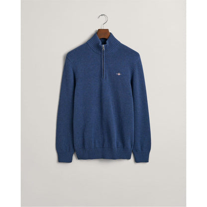 Marine - Pack Shot - Gant Mens Micro Textured Half Zip Sweatshirt