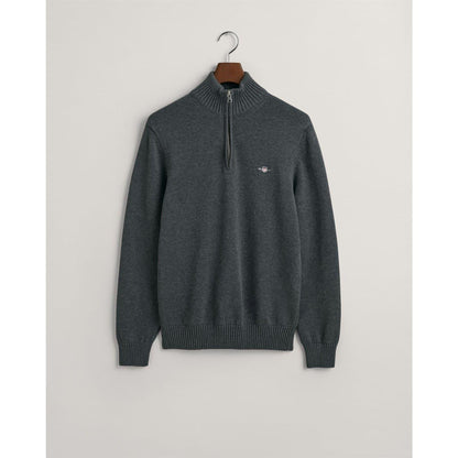 Charcoal - Back - Gant Mens Micro Textured Half Zip Sweatshirt