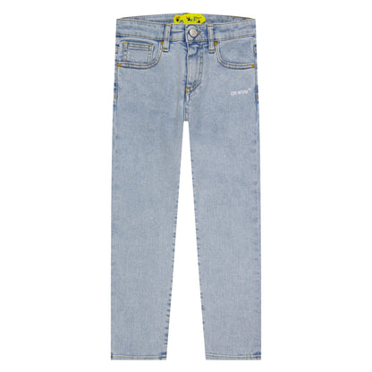 Light Blue - Front - Off White Childrens-Kids Rubber Arrow Denim Jeans
