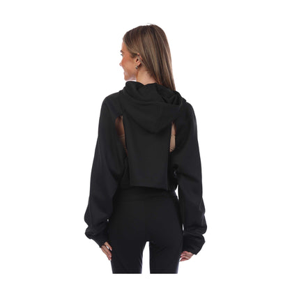 Black - Back - Adidas Womens-Ladies HIIT Crop Hoodie