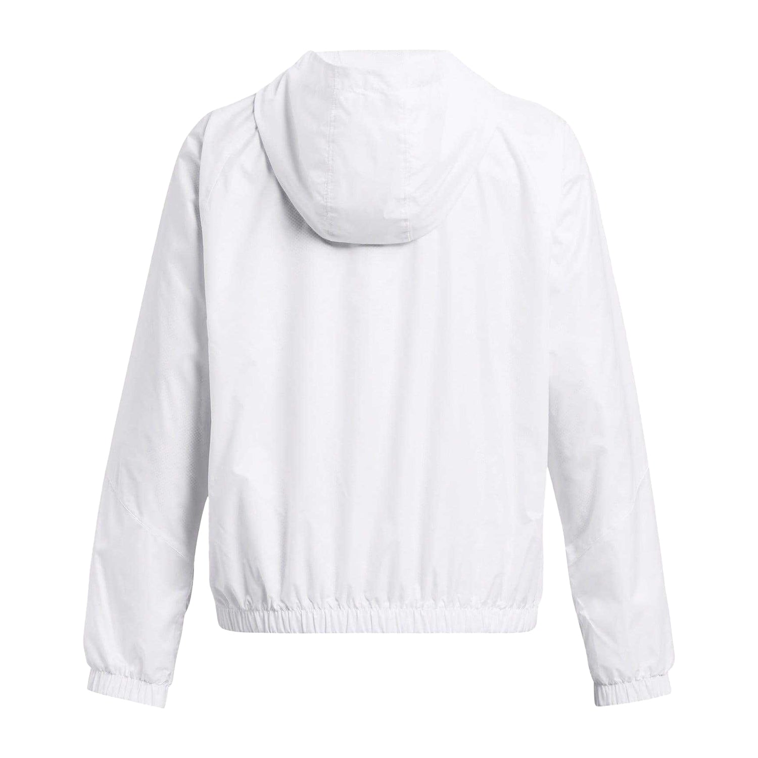 White - Back - Under Armour Womens-Ladies Rival Long-Sleeved Sport Windbreaker