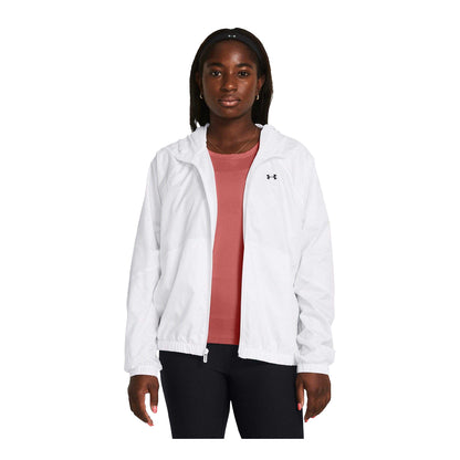 White - Lifestyle - Under Armour Womens-Ladies Rival Long-Sleeved Sport Windbreaker