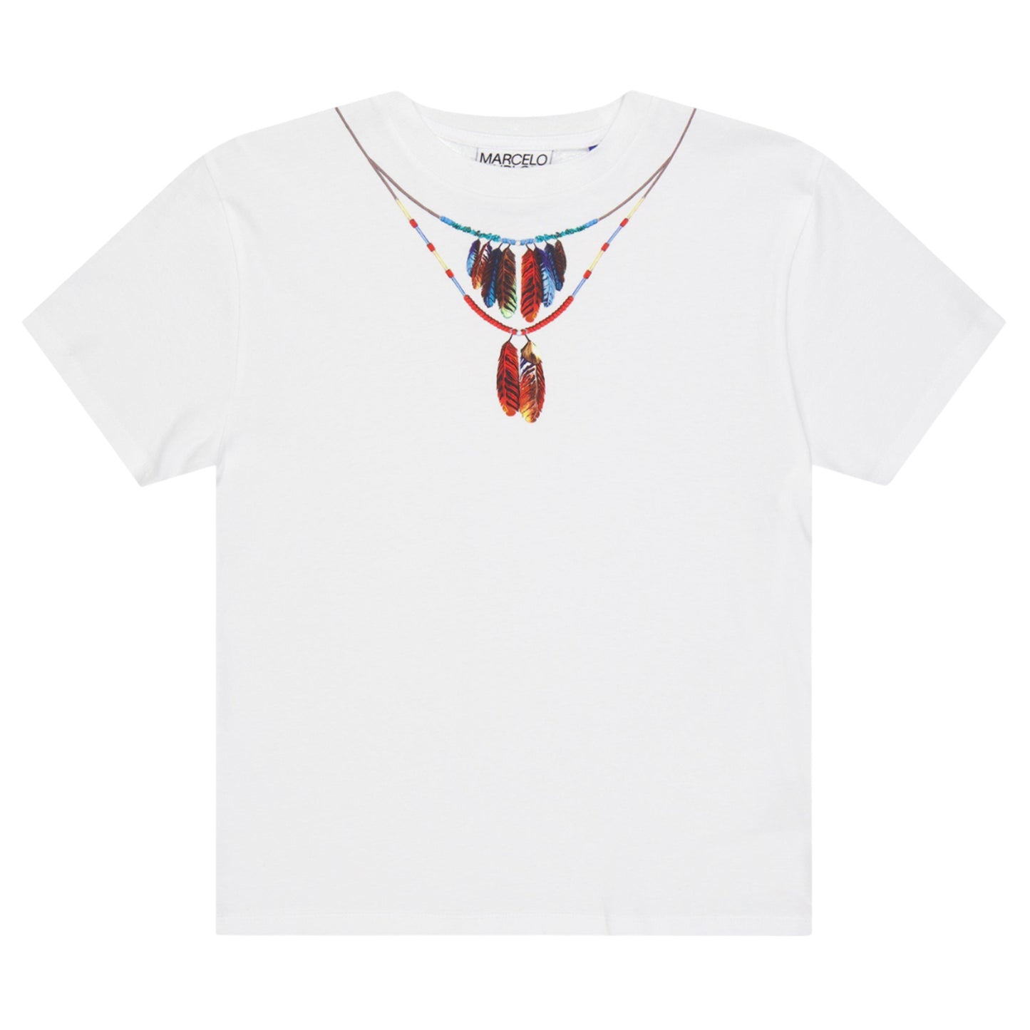 White - Front - Marcelo Burlon Childrens-Kids Feather Necklace T-Shirt
