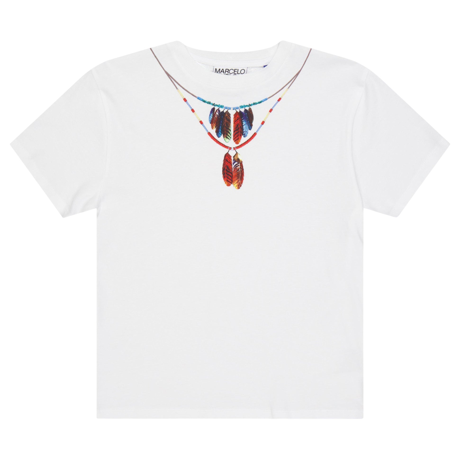 White - Front - Marcelo Burlon Childrens-Kids Feather Necklace T-Shirt