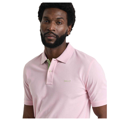 Pink - Side - Gant Mens Contrast Regular Polo Shirt