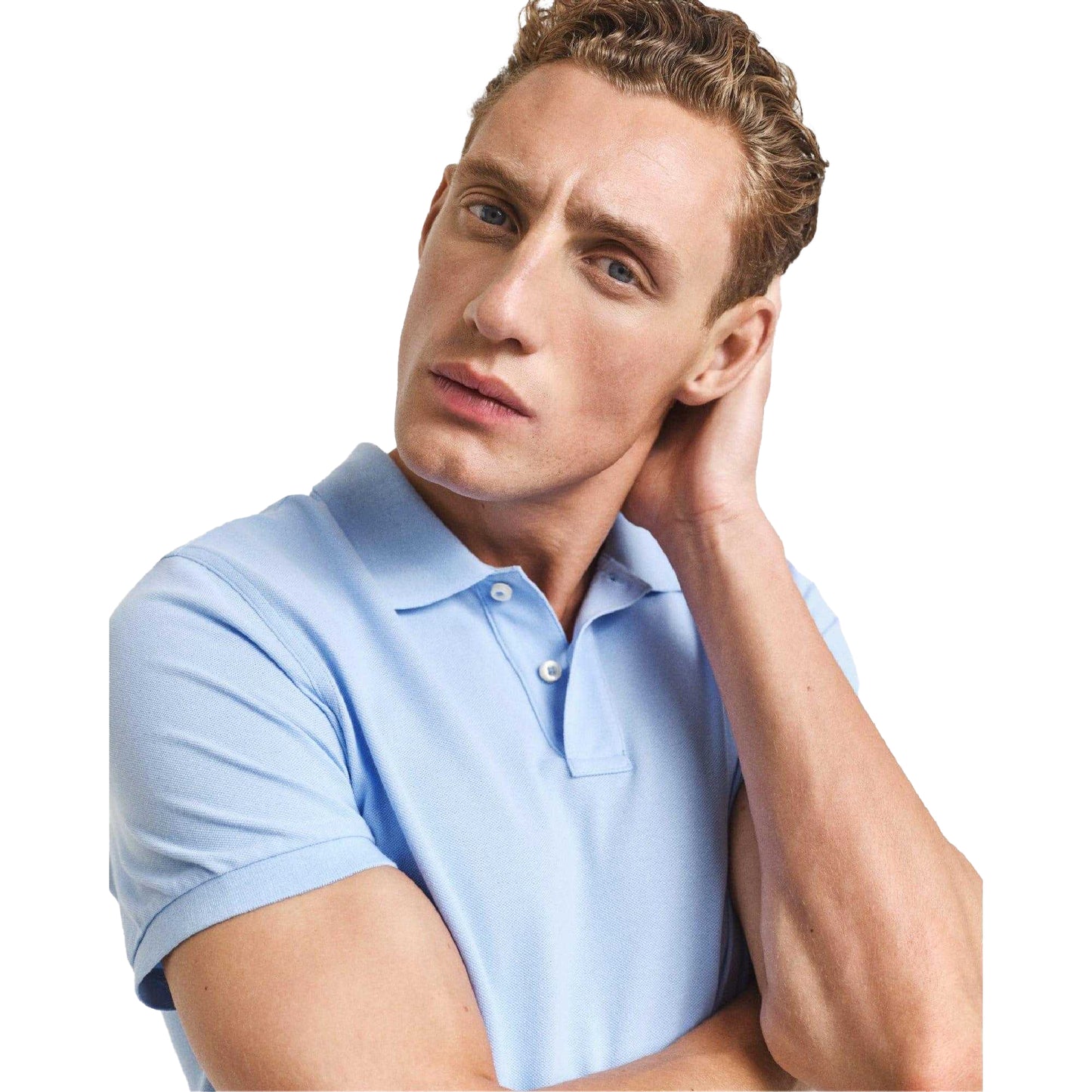 Blue - Side - Gant Mens Shield Pique Polo Shirt