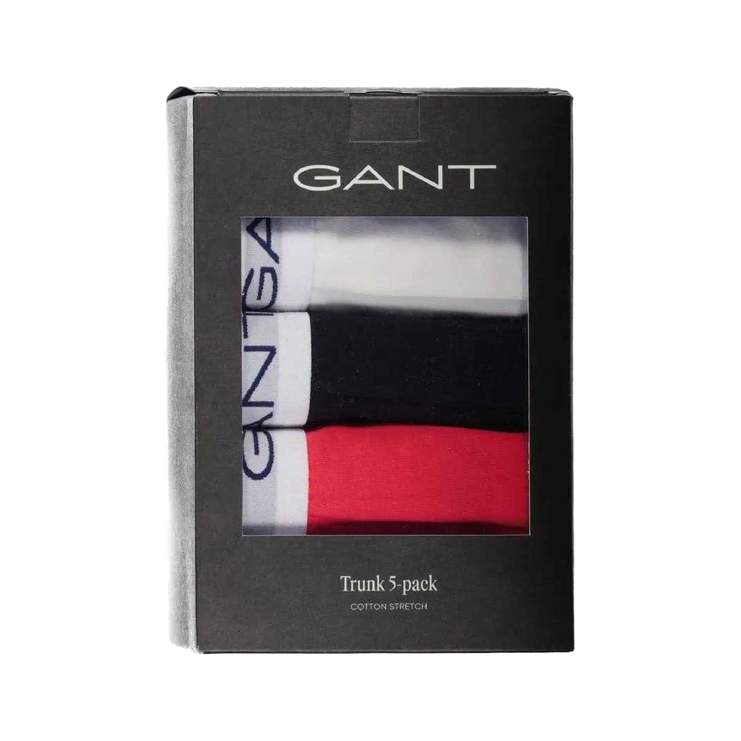 Blue-Red-Black-White-Grey - Back - Gant Mens Boxer Shorts (Pack of 5)