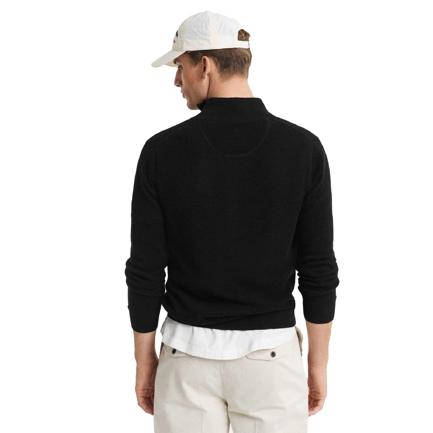 Black - Back - Gant Mens Cotton Pique Half Zip Fleece