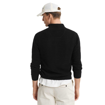 Black - Back - Gant Mens Cotton Pique Half Zip Fleece