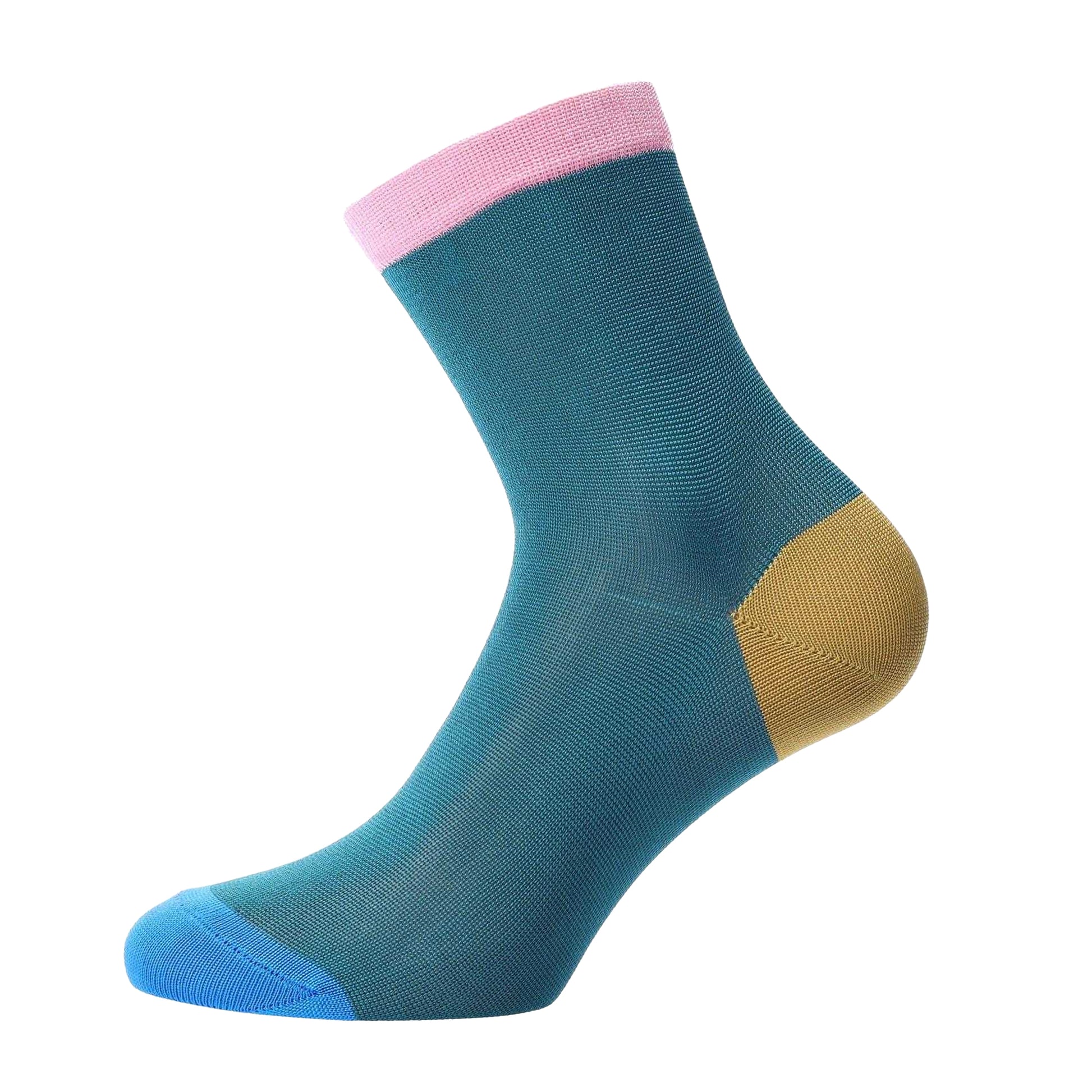 Green-Baby Pink - Back - Happy Socks Womens-Ladies Grace Ankle Socks