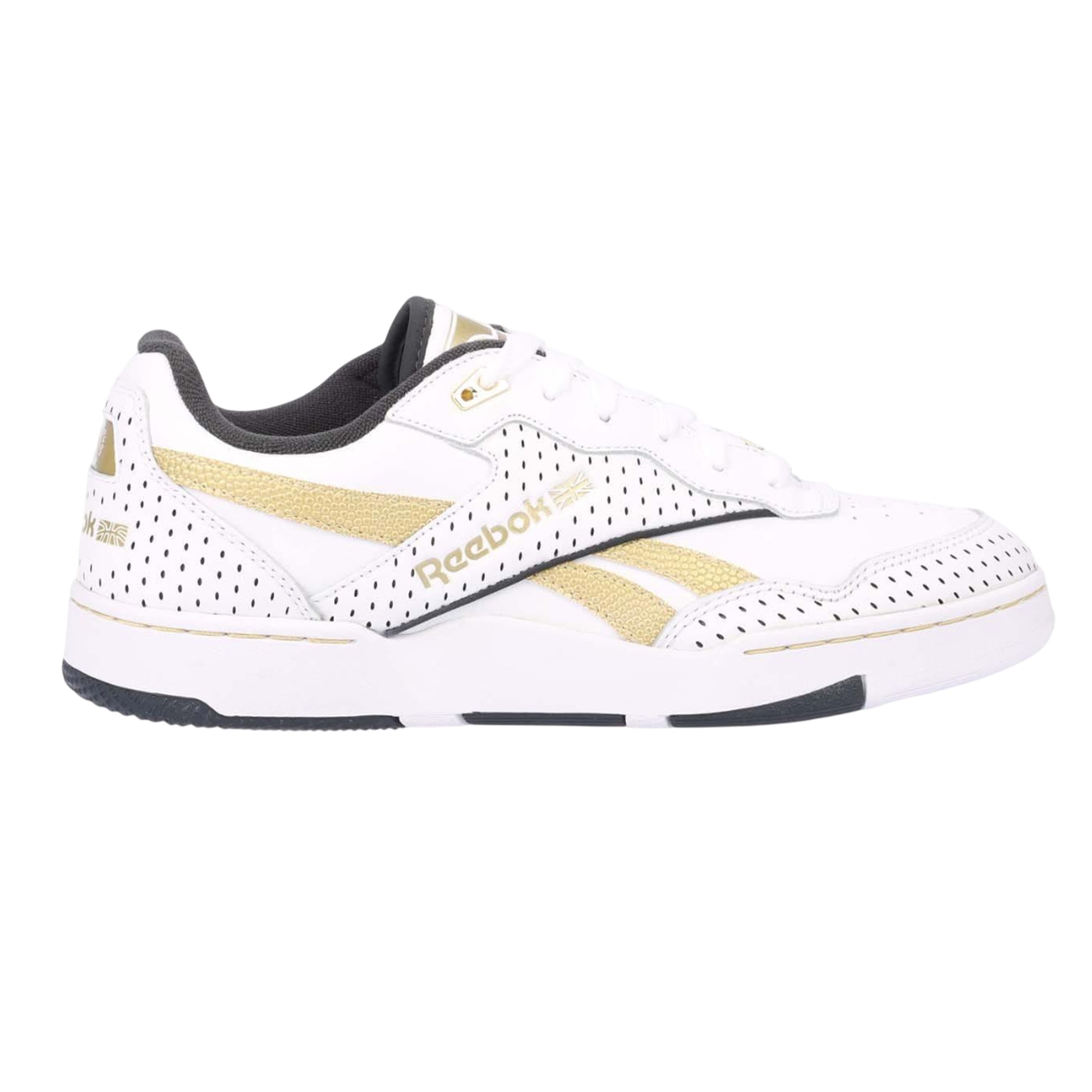 White Gold - Side - Reebok Mens BB 4000 II Leather Trainers