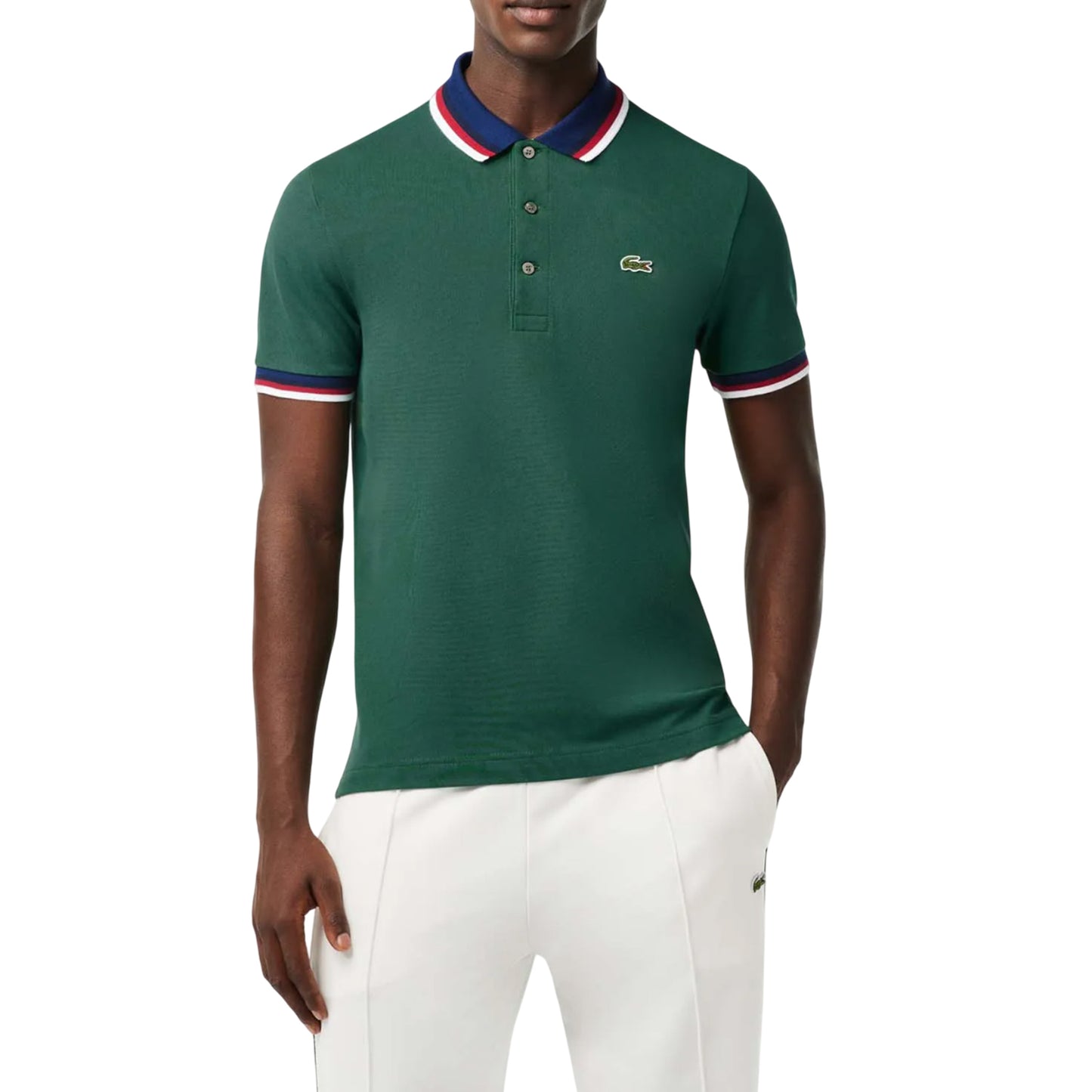 Green - Side - Lacoste Mens Mini Pique Stretch Regular Polo Shirt