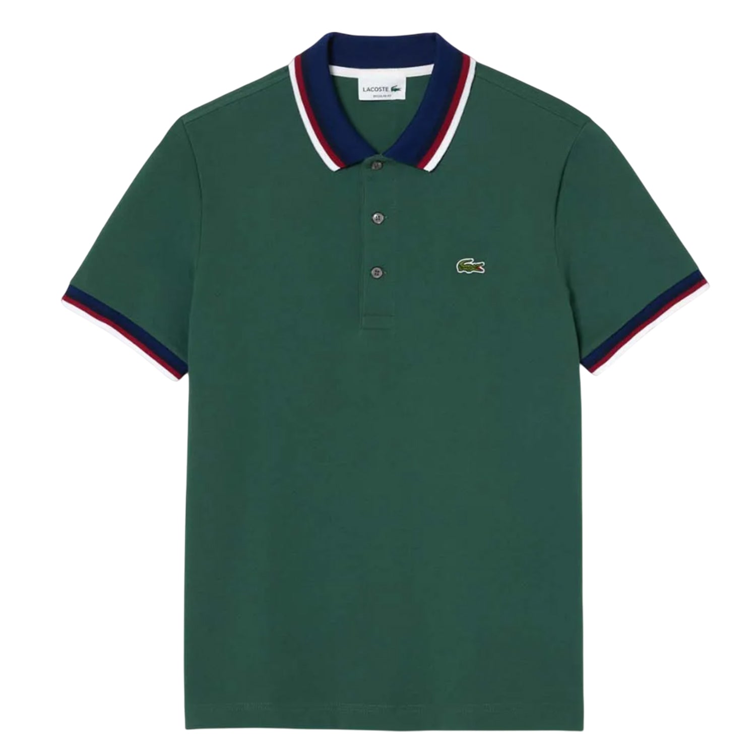 Green - Front - Lacoste Mens Mini Pique Stretch Regular Polo Shirt