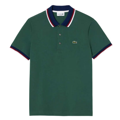 Green - Front - Lacoste Mens Mini Pique Stretch Regular Polo Shirt