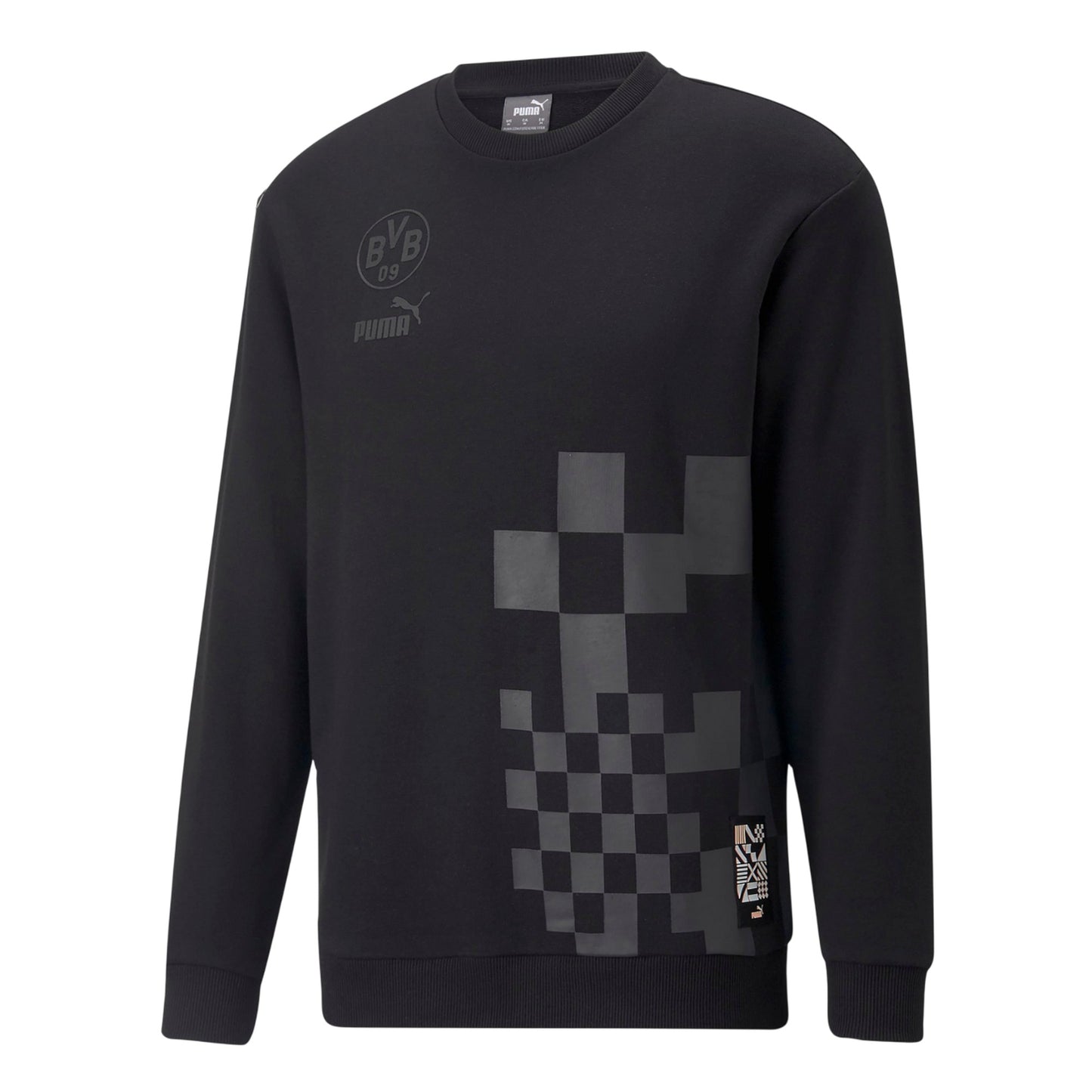 Black - Front - Puma Mens Brussia Dortmund Fc Printed Crew Neck Sweatshirt