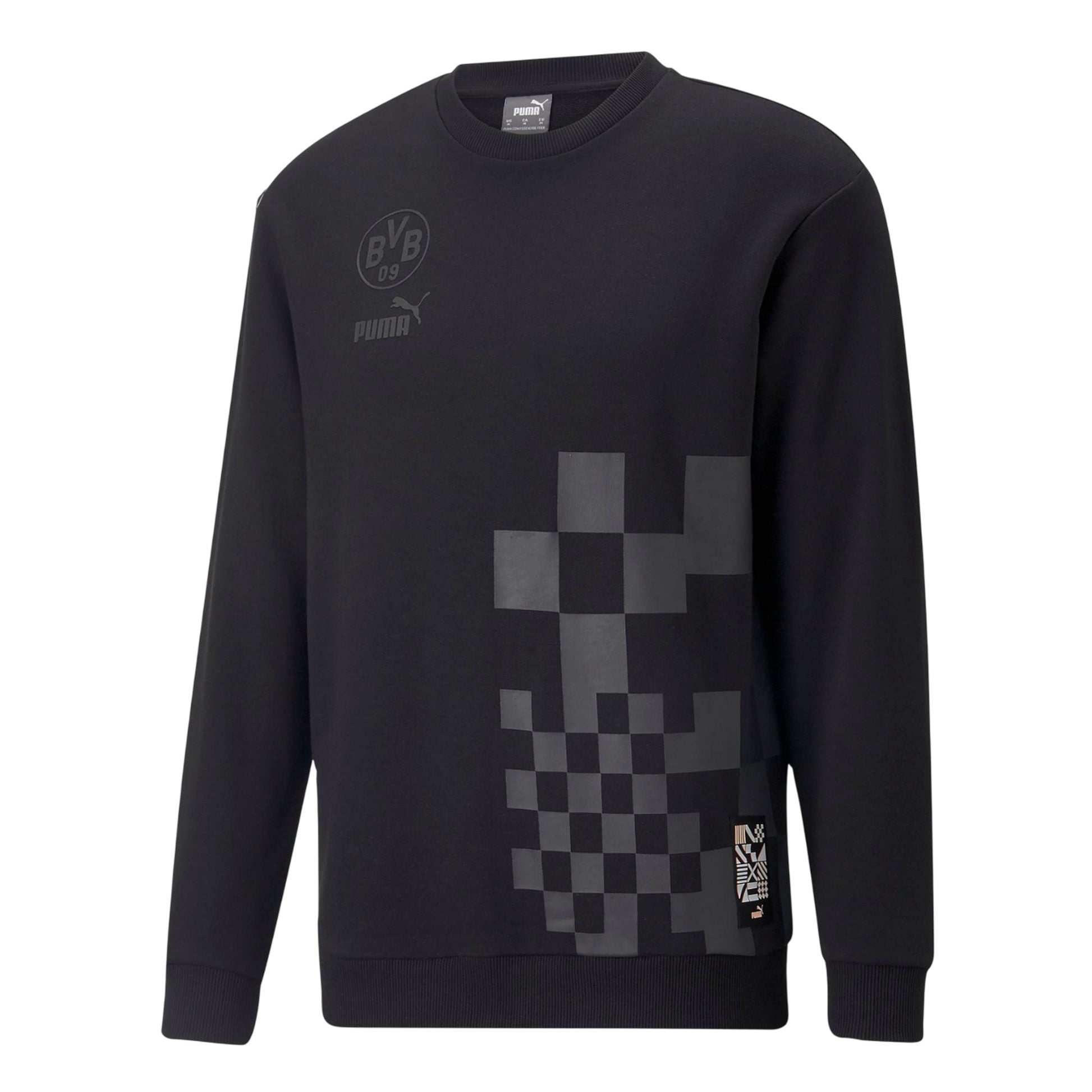 Black - Front - Puma Mens Brussia Dortmund Fc Printed Crew Neck Sweatshirt