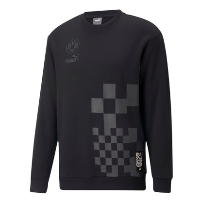 Black - Front - Puma Mens Brussia Dortmund Fc Printed Crew Neck Sweatshirt