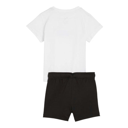 White - Back - Puma Childrens-Kids Minicats Essential T-Shirt & Shorts Set