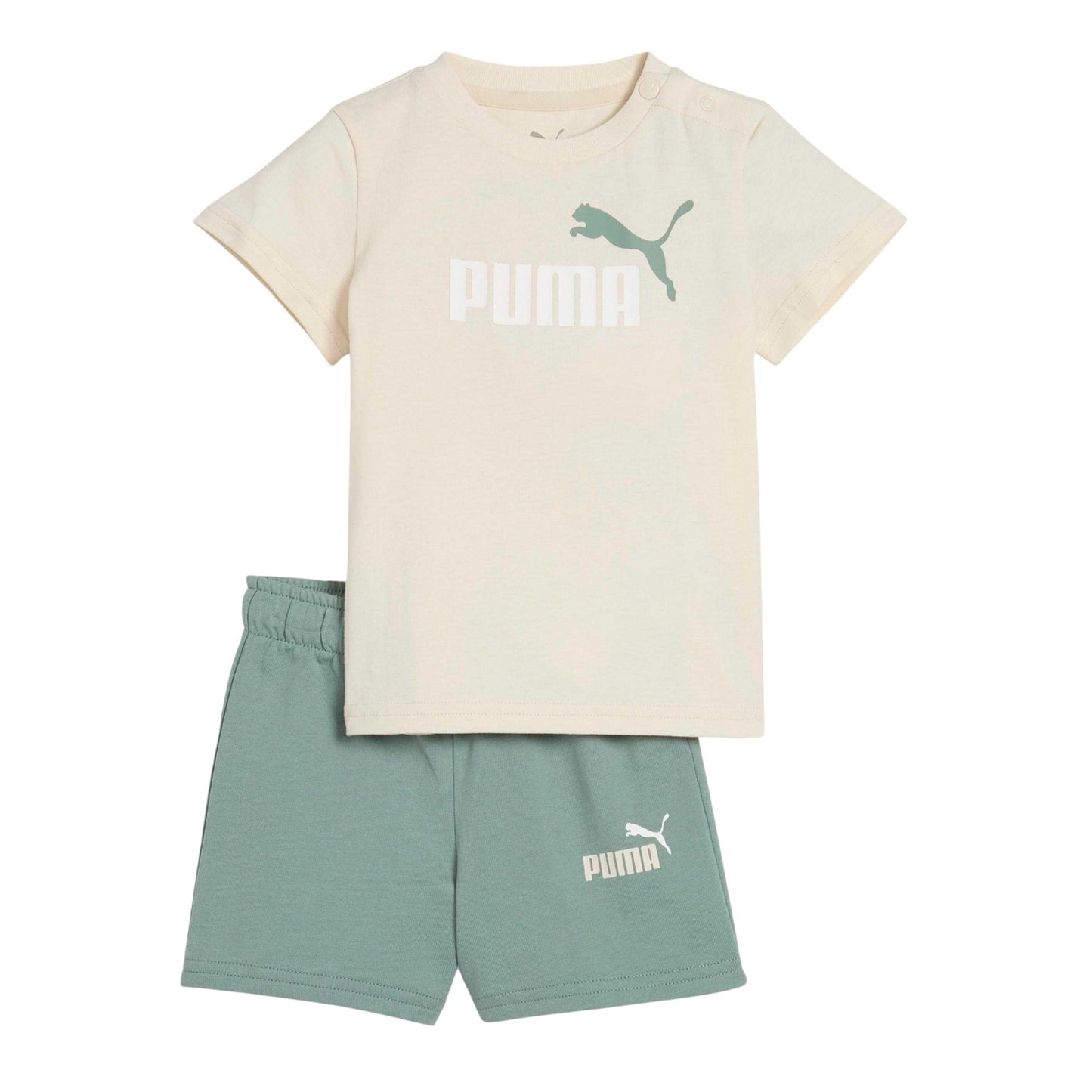 Beige - Front - Puma Childrens-Kids Minicats Essential T-Shirt & Shorts Set