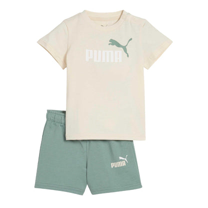 Beige - Front - Puma Childrens-Kids Minicats Essential T-Shirt & Shorts Set