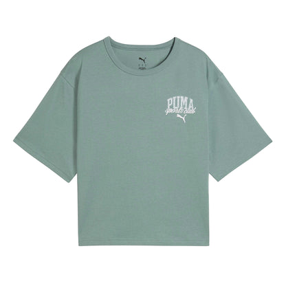Green - Front - Puma Womens-Ladies Class Cropped Relaxed Fit T-Shirt