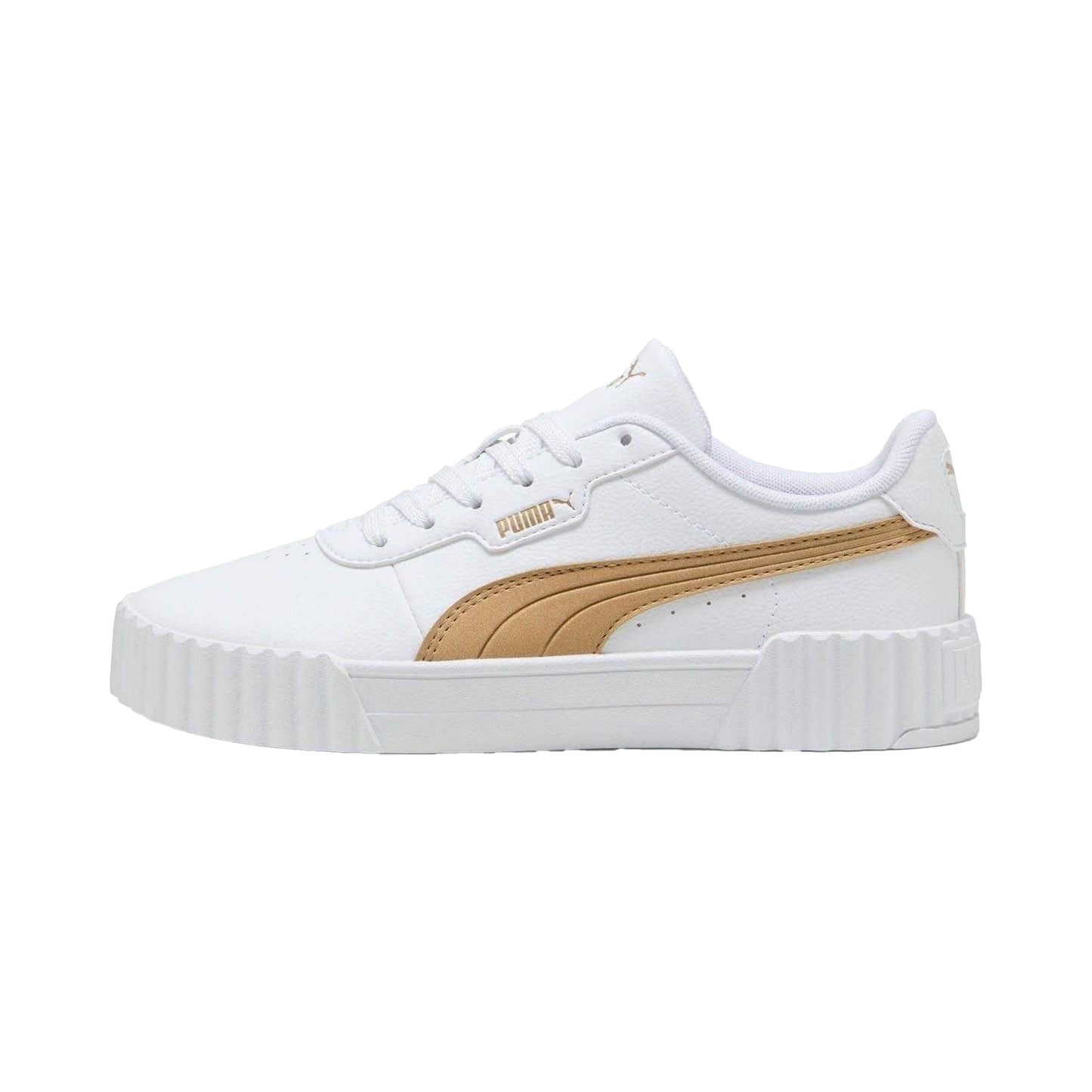 White - Side - Puma Womens-Ladies Carina 3.0 Metallic Trainers
