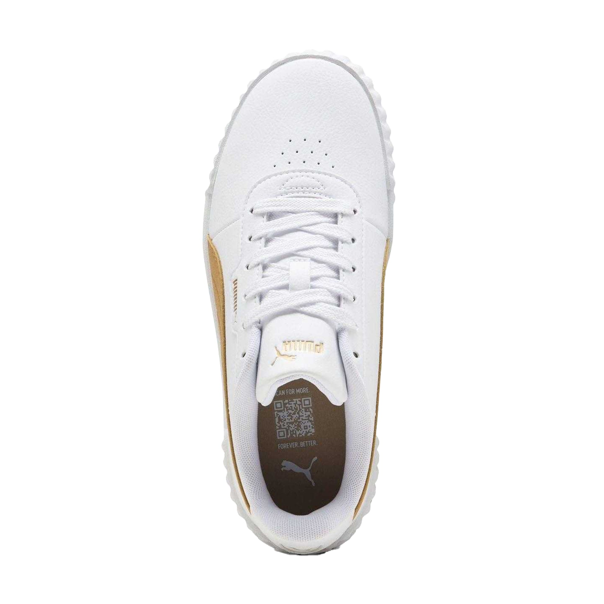White - Lifestyle - Puma Womens-Ladies Carina 3.0 Metallic Trainers