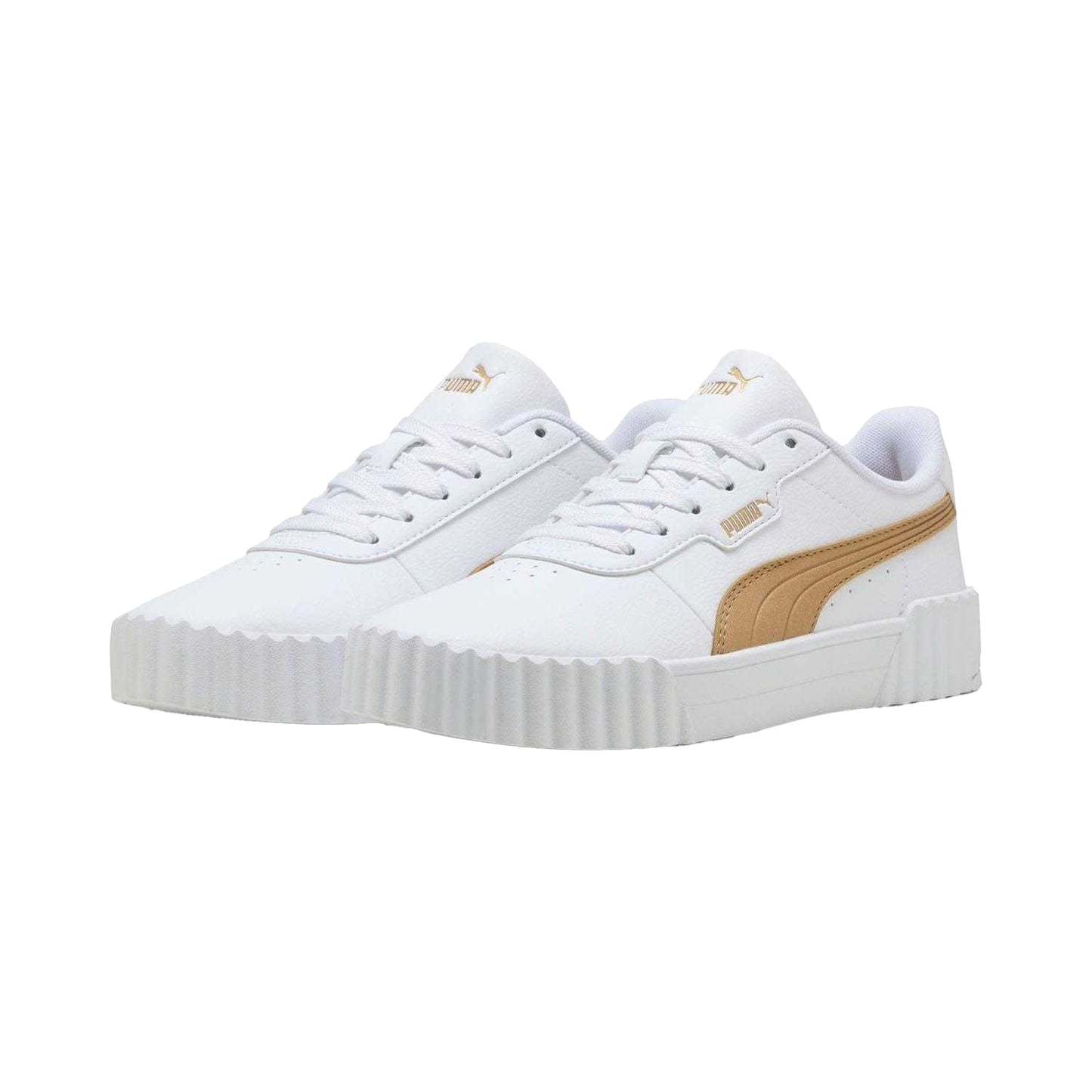 White - Front - Puma Womens-Ladies Carina 3.0 Metallic Trainers