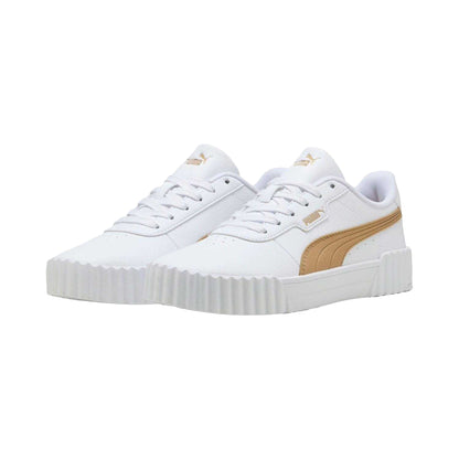 White - Front - Puma Womens-Ladies Carina 3.0 Metallic Trainers