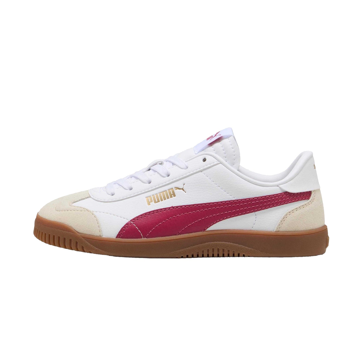 White-Red - Back - Puma Womens-Ladies Club 5v5 Leather Trainers