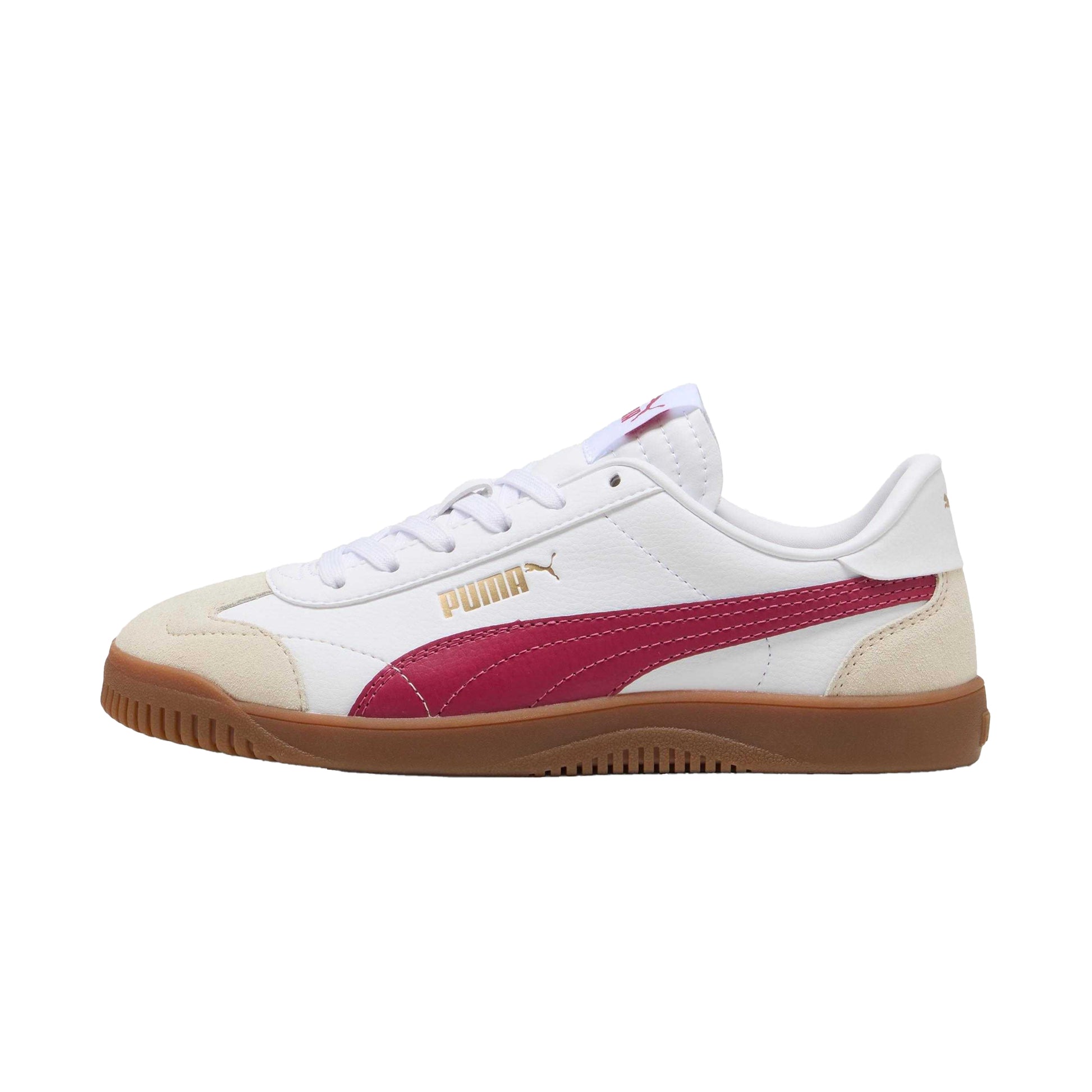 White-Red - Back - Puma Womens-Ladies Club 5v5 Leather Trainers