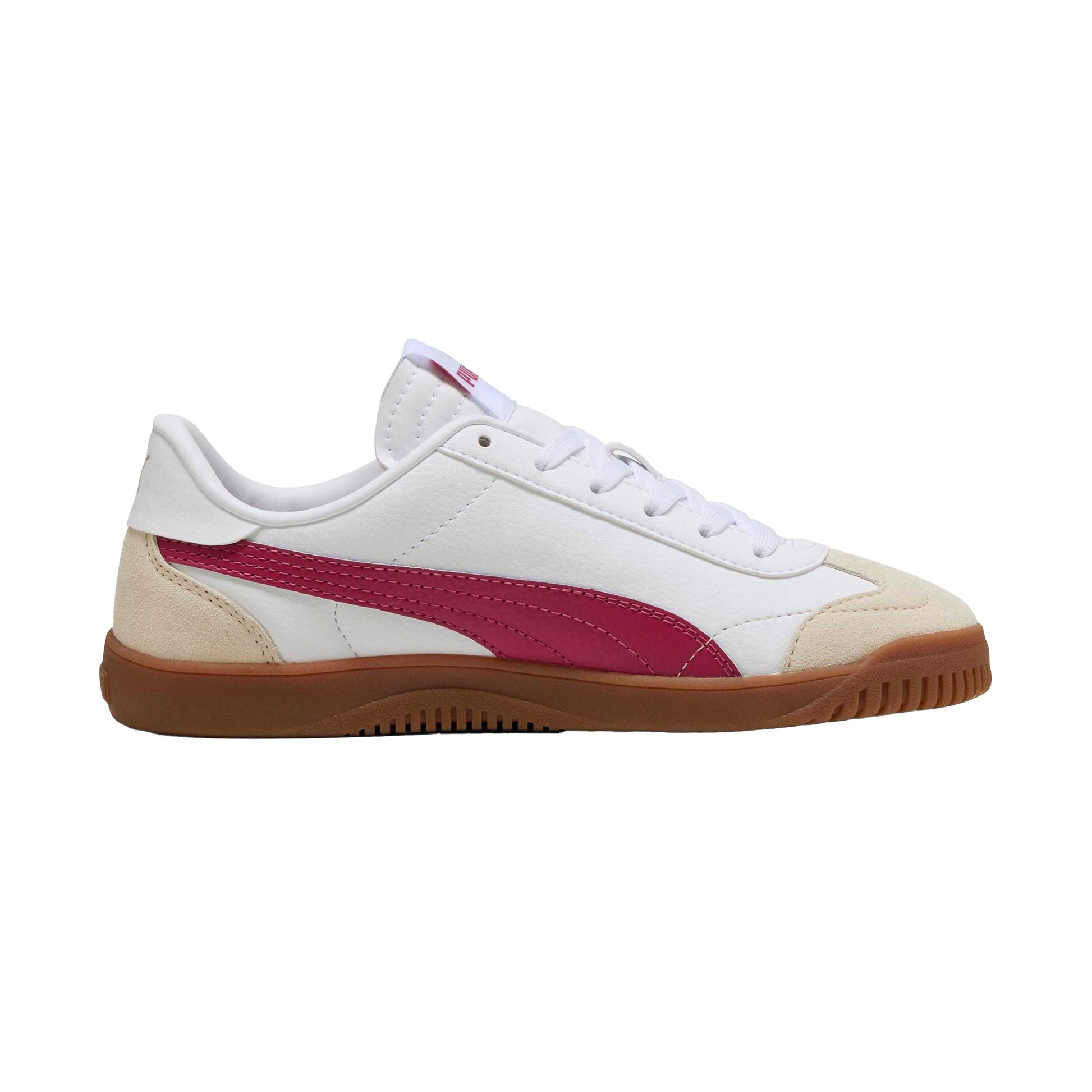 White-Red - Front - Puma Womens-Ladies Club 5v5 Leather Trainers