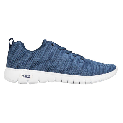 Blue - Front - Fabric Mens Flyer Woven Stripes Trainers