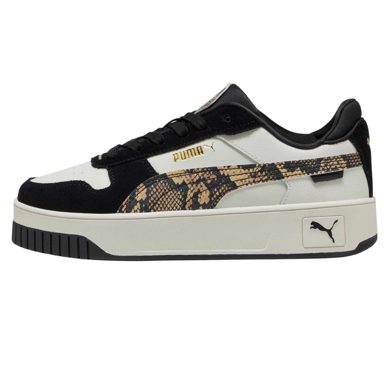 Grey-Black - Back - Puma Womens-Ladies Carina Street Snake Leather Trainers