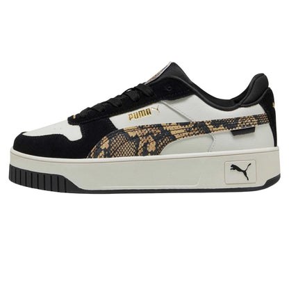 Grey-Black - Back - Puma Womens-Ladies Carina Street Snake Leather Trainers