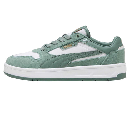 White-Green - Back - Puma Childrens-Kids Court Classic Synthetic Leather Trainers