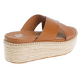 Tan - Back - FitFlop Womens-Ladies Eloise Leather Cross Strap Wedge Sandals