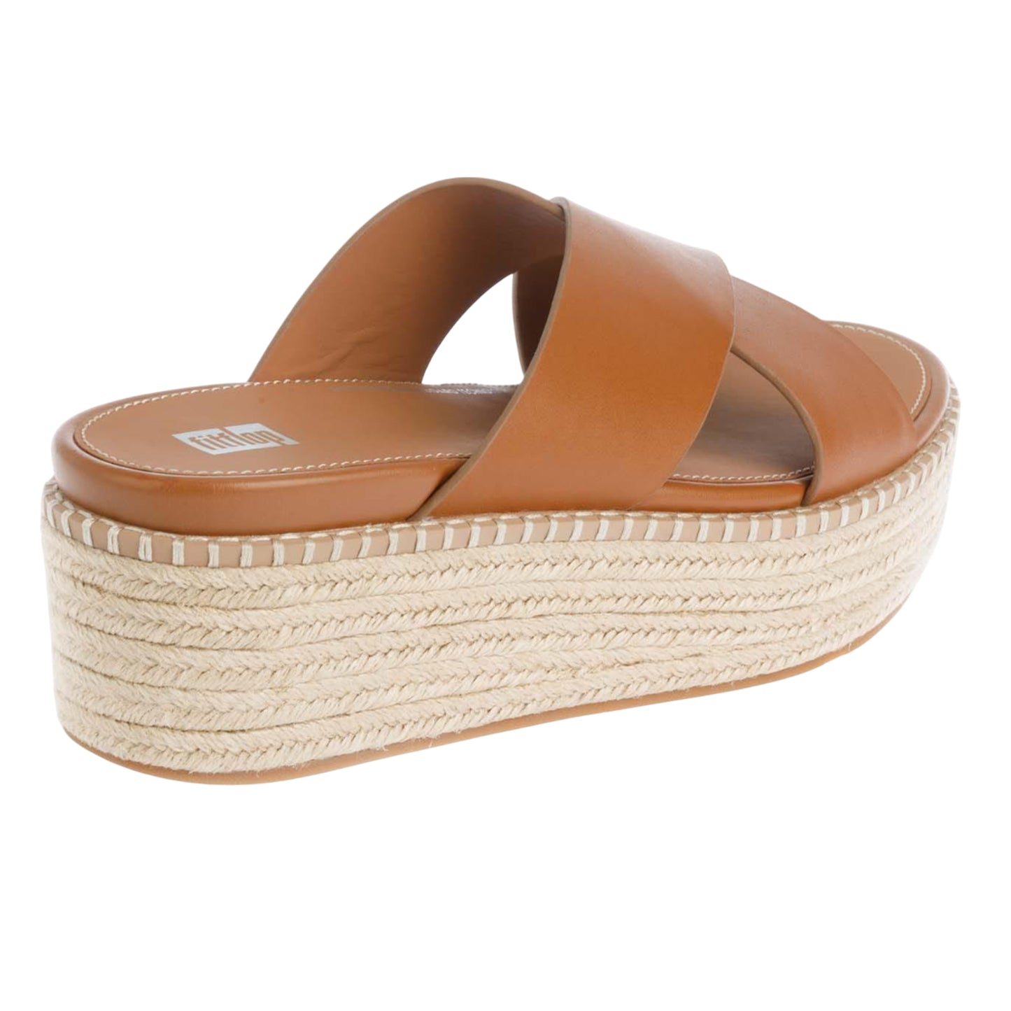 Tan - Back - FitFlop Womens-Ladies Eloise Leather Cross Strap Wedge Sandals