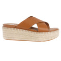Tan - Side - FitFlop Womens-Ladies Eloise Leather Cross Strap Wedge Sandals