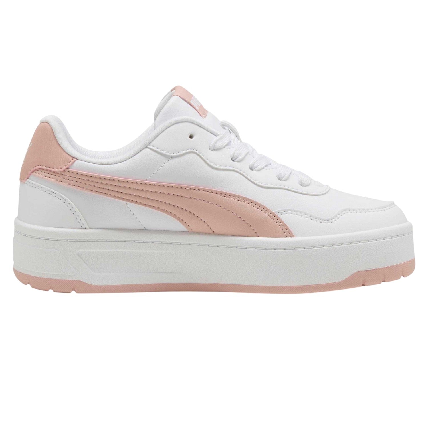 White-Pink - Front - Puma Womens-Ladies Court Lally Skye Trainers
