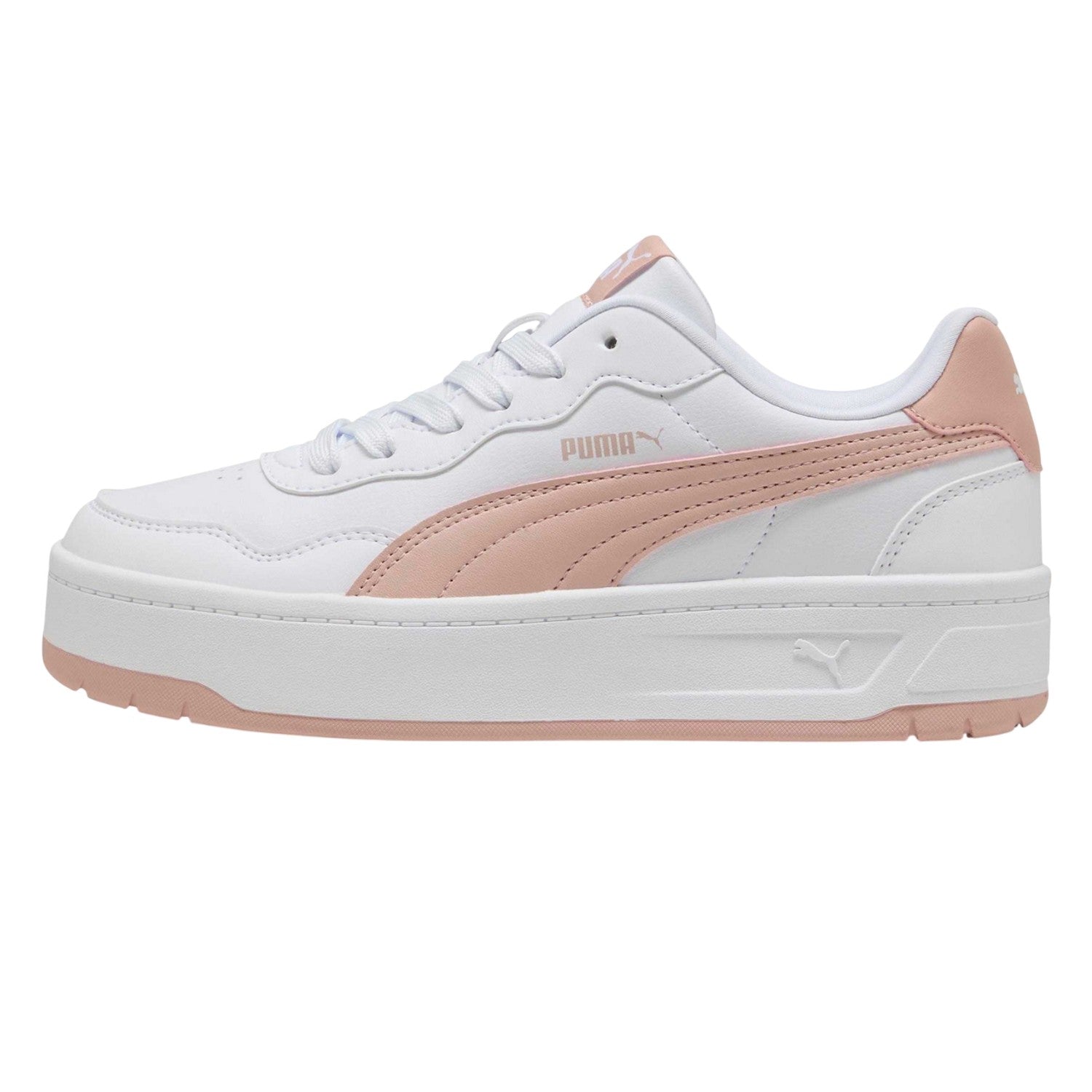 White-Pink - Back - Puma Womens-Ladies Court Lally Skye Trainers