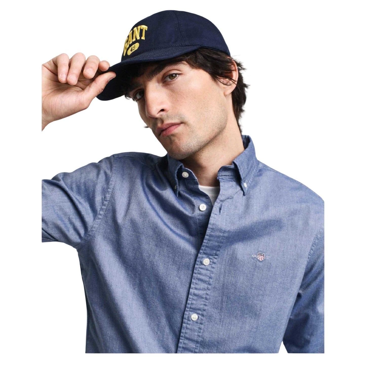 Blue - Side - Gant Mens Oxford Slim Long-Sleeved Shirt