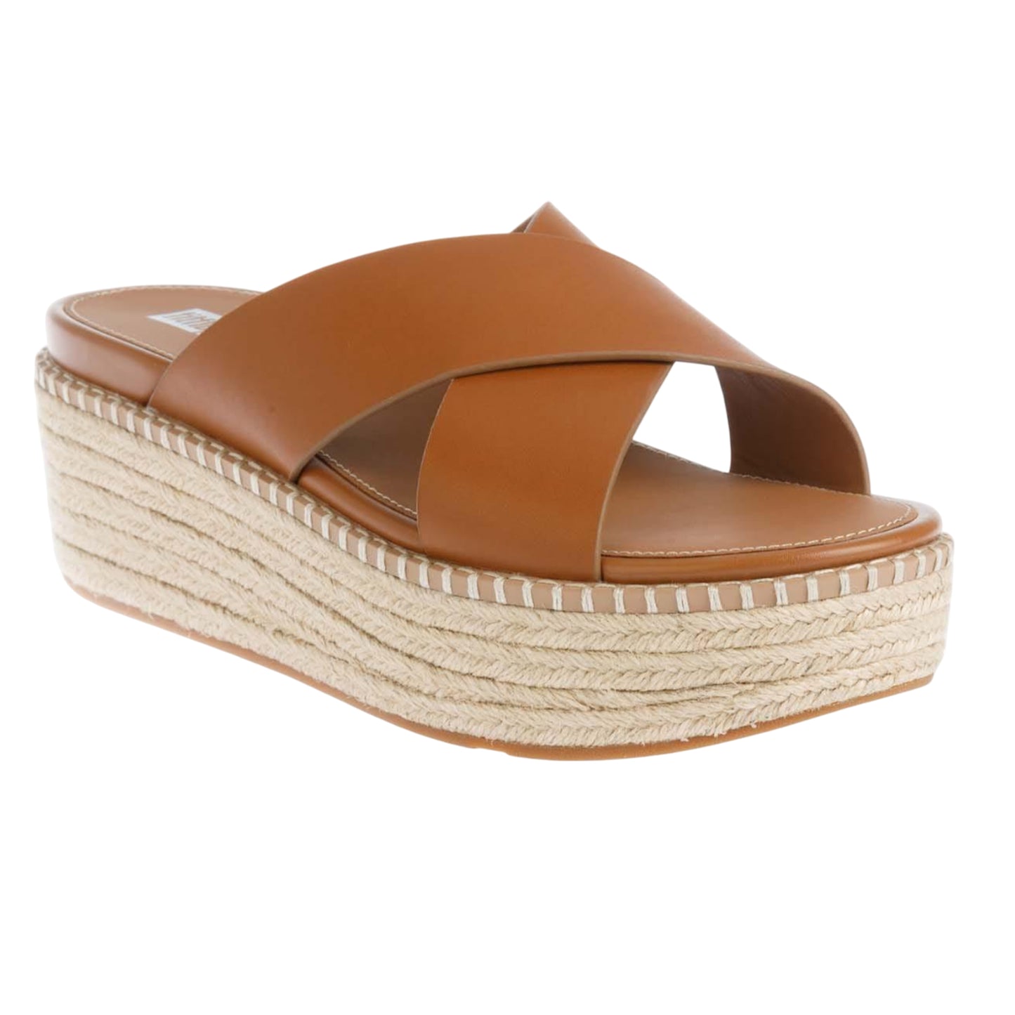 Tan - Front - FitFlop Womens-Ladies Eloise Leather Cross Strap Wedge Sandals