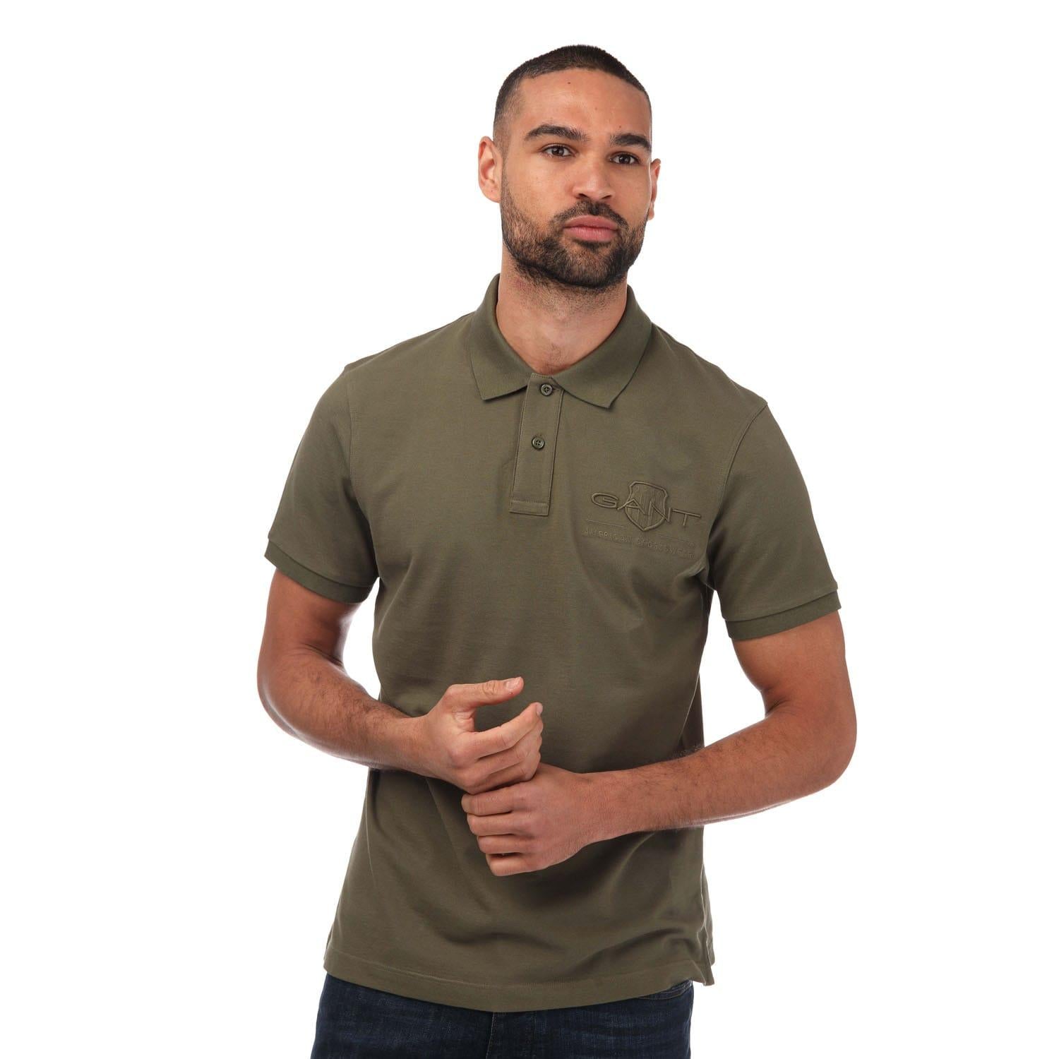 Green - Back - Gant Mens Shield Polo Shirt