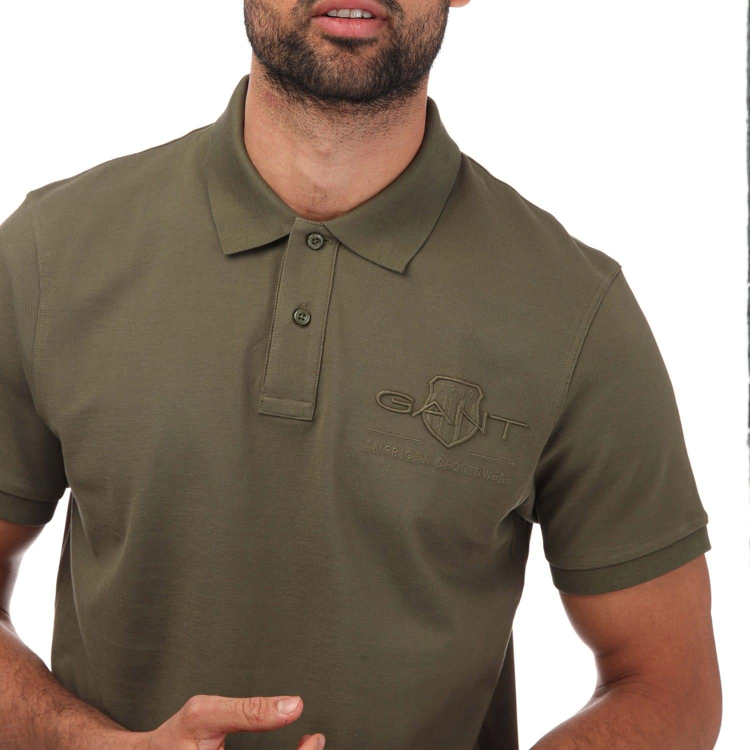 Green - Side - Gant Mens Shield Polo Shirt