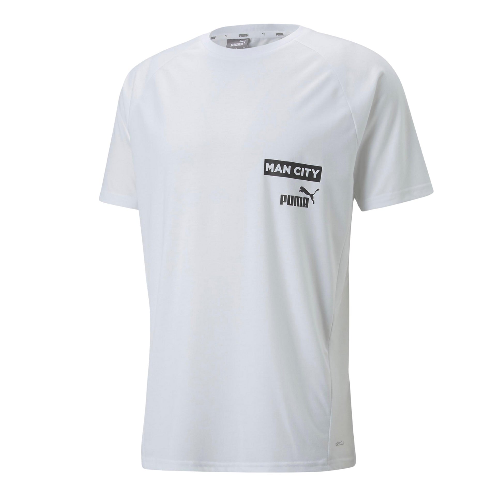 White-Black - Front - Puma Unisex Adult Manchester City FC Casual T-Shirt