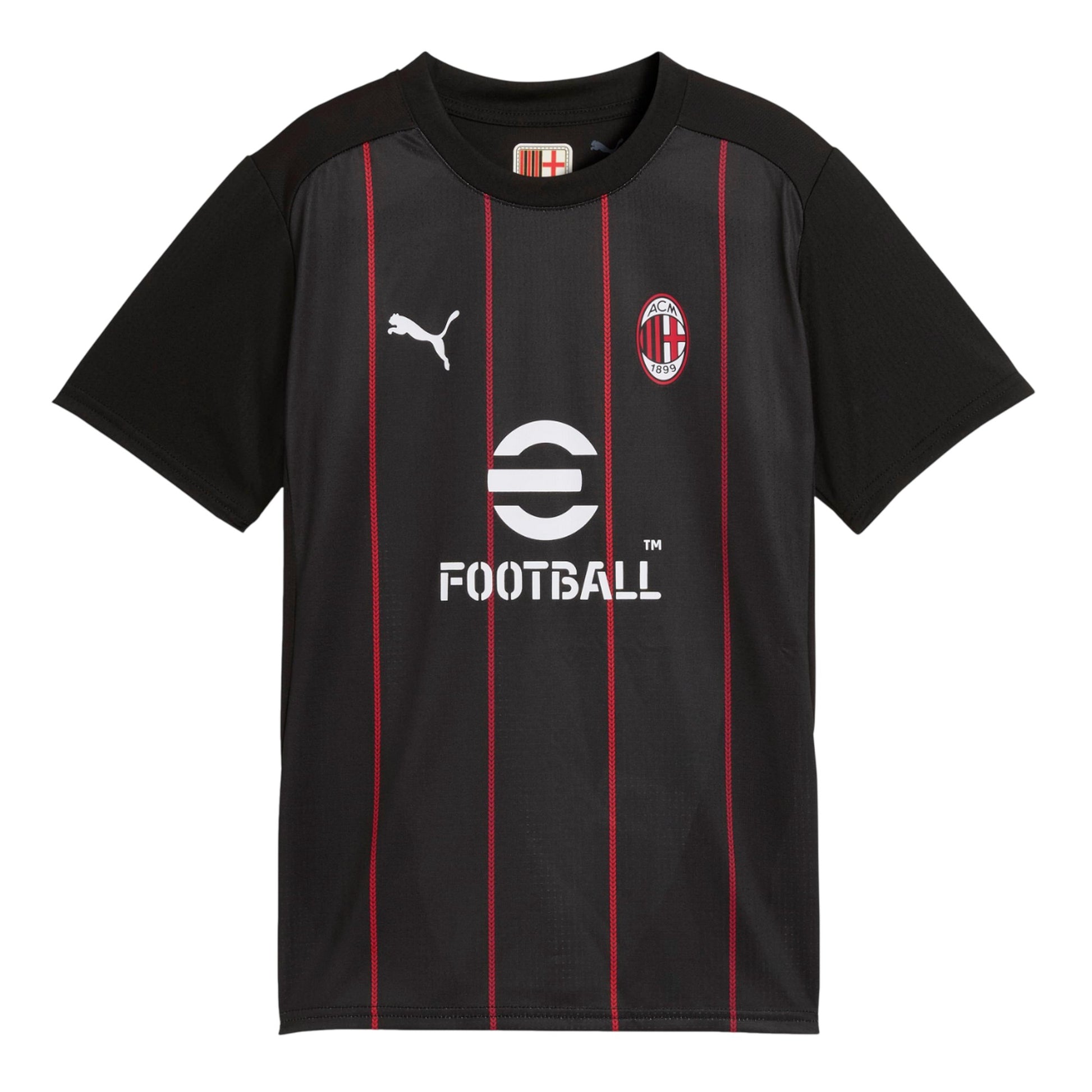 Black - Front - Puma Childrens-Kids Prematch AC Milan Short-Sleeved Football Jersey
