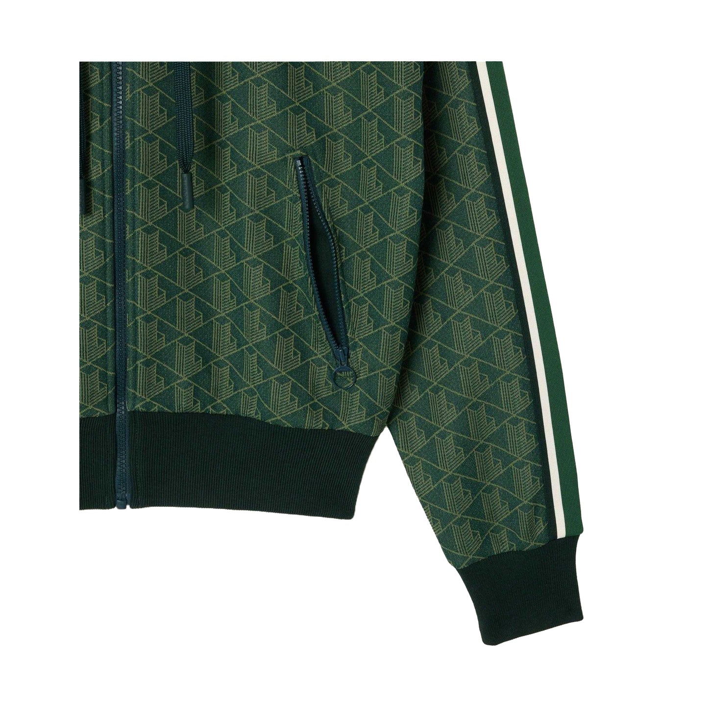 Green - Back - Lacoste Womens-Ladies Monogram Jacquard Hoodie